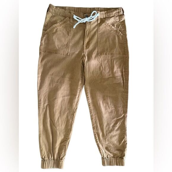 No Boundaries Pants - No boundaries utility crop pants mustard brown high rise elasticized waist sz XL